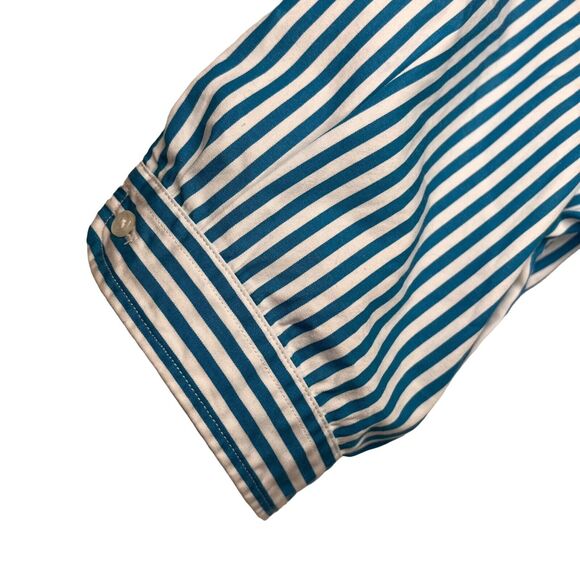Ralph Lauren Sport Women 8 Blue Stripe Short Sleeve Top Button Front Top Classic - Picture 6 of 11